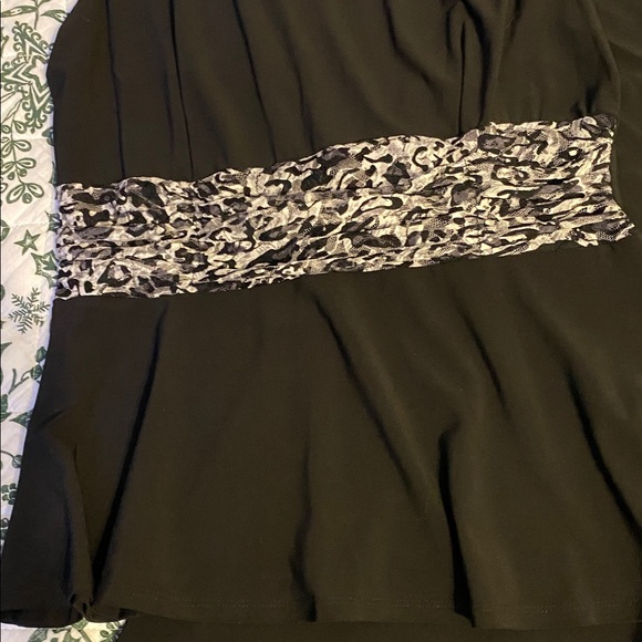 Perceptions Black 2 piece outfit with Animal Print Accent, lightweight - Picture 2 of 12